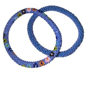 Set of 2 Sashka Co Hand Crafted Glass Bead Bracelets